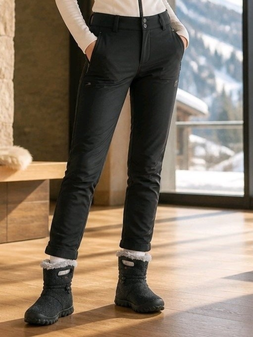 Bogs B-Moc Wool Waterproof Winter Boots - Black/Navy Chevron